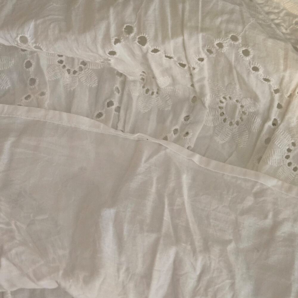 Jennifer & Grace Eyelet Cotton Skirt Women's XS White Smocked Tiered cottage NEW - Picture 6 of 8